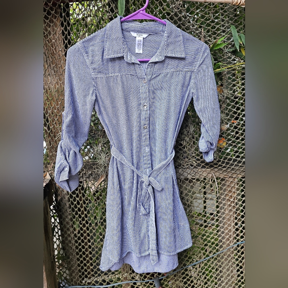 Guess Kids Blue & White Stripped Dress Sz Medium 10-12